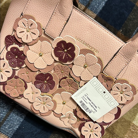 Liz Claiborne Pink and Burgundy Floral Satchel - Picture 12 of 12